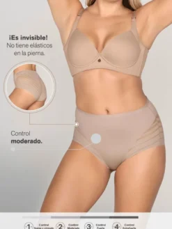 Braga faja clásica con control moderado de abdomen y bandas en tul Leonisa 012903